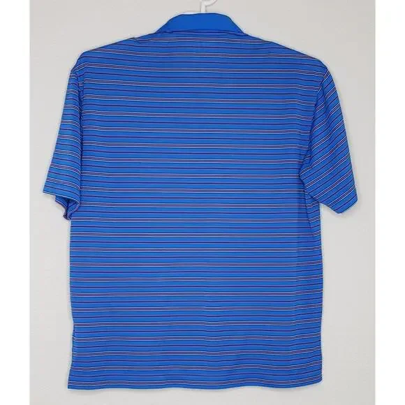 Nike Golf Mens Polo Shirt Large Blue Orange Short Sleeve Nike Fit Dry Breathable - Picture 2 of 5